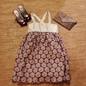 Cream, Pink & Plum LaRoque Dress